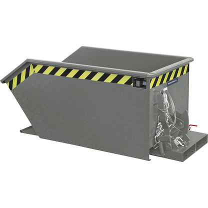 Tilting skip for shavings, low overall height (E), capacity 0.3 m³, mouse grey.