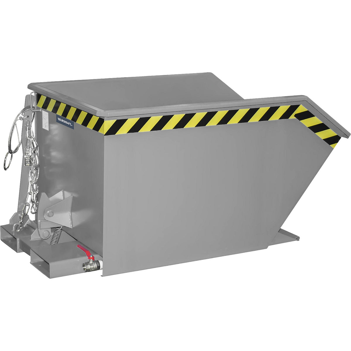 Tilting skip for shavings, low overall height (E), capacity 0.5 m³, mouse grey.