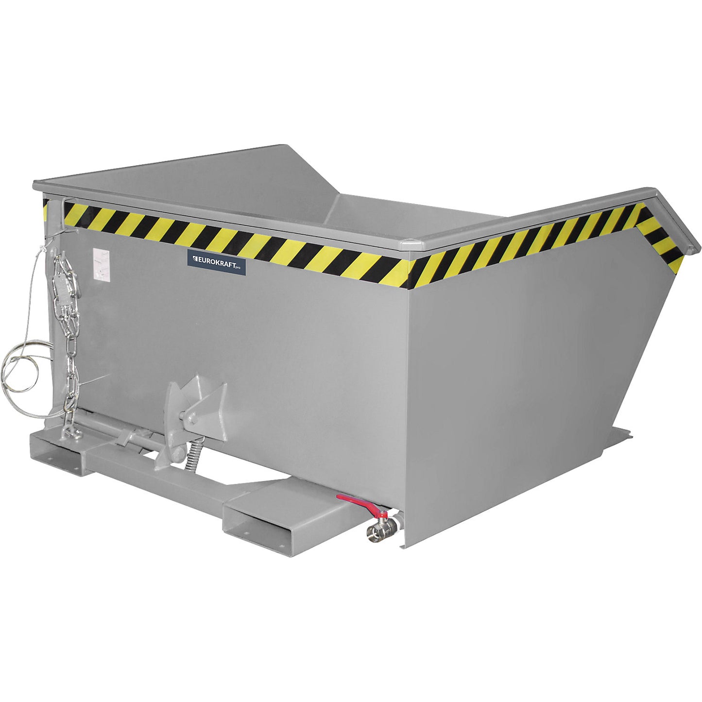 Tilting skip for shavings, low overall height (E), capacity 0.75 m³, mouse grey.