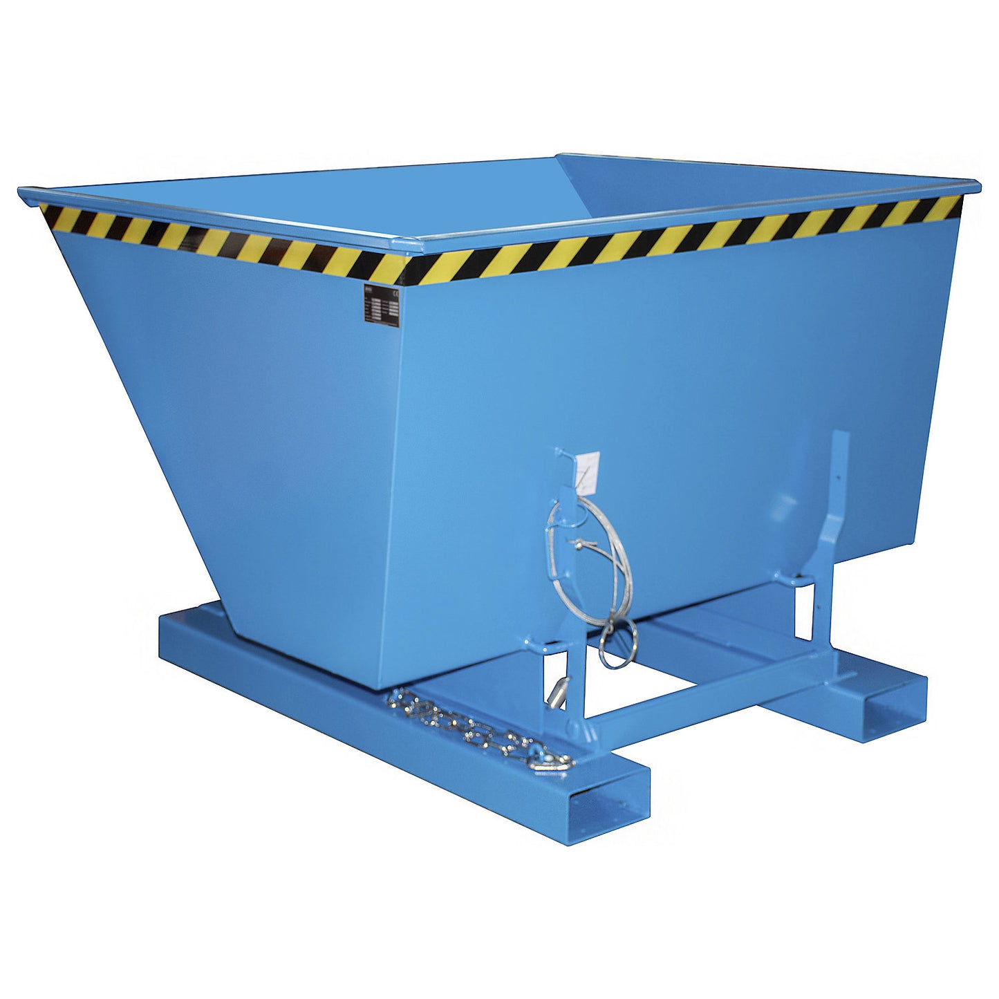 Compact tilting skip, capacity 1 m³, light blue.