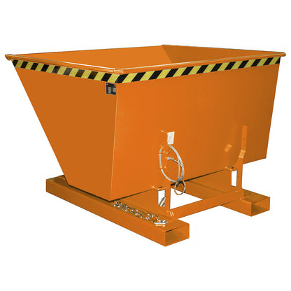 Compact tilting skip, capacity 1 m³, yellow orange.