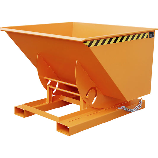 Compact tilting skip, capacity 1 m³, yellow orange.