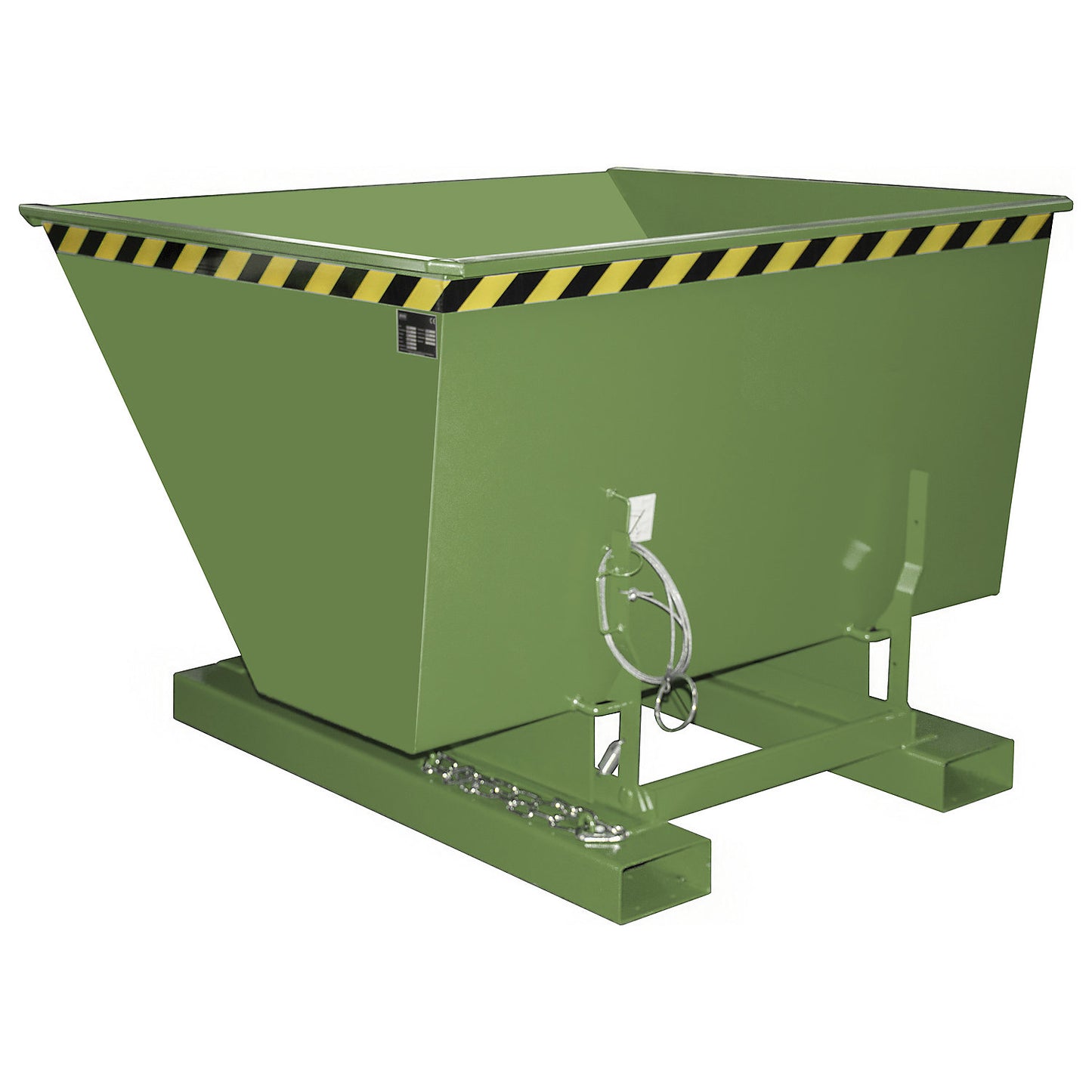 Compact tilting skip, capacity 1 m³, reseda green.