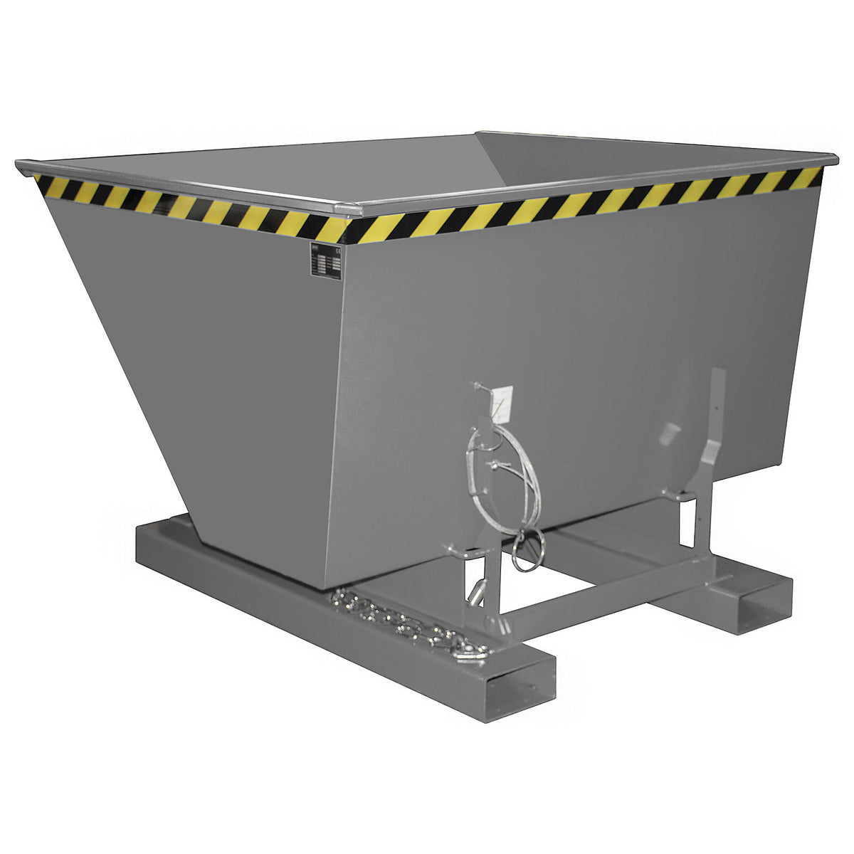 Compact tilting skip, capacity 1 m³, mouse grey.