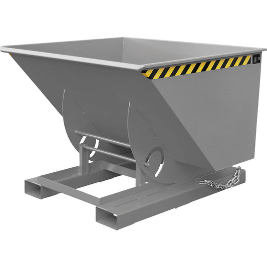 Compact tilting skip, capacity 1 m³, mouse grey.