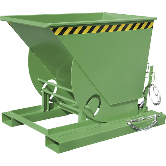 Compact tilting skip, capacity 0.5 m³, reseda green.