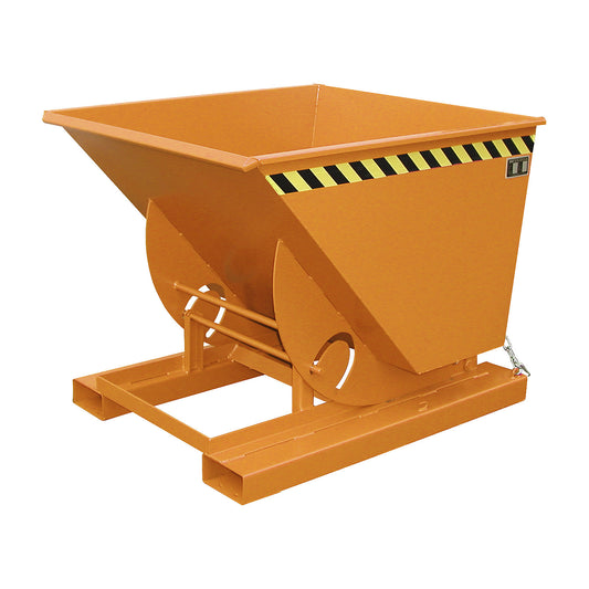 Compact tilting skip, capacity 0.75 m³, yellow orange.