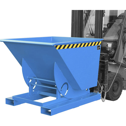 Compact tilting skip, capacity 0.75 m³, light blue.