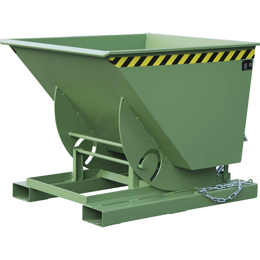 Compact tilting skip, capacity 0.75 m³, reseda green.