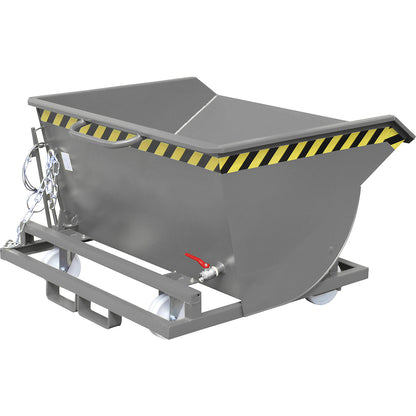 Tilting skip for metal swarf, with nylon wheels, capacity 0.5 m³, mouse grey.