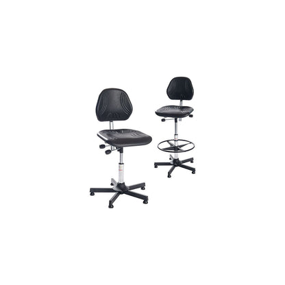 Comfort industrial chair, synchronous mechanism, high with foot ring, height adjustable 640 - 900 mm.