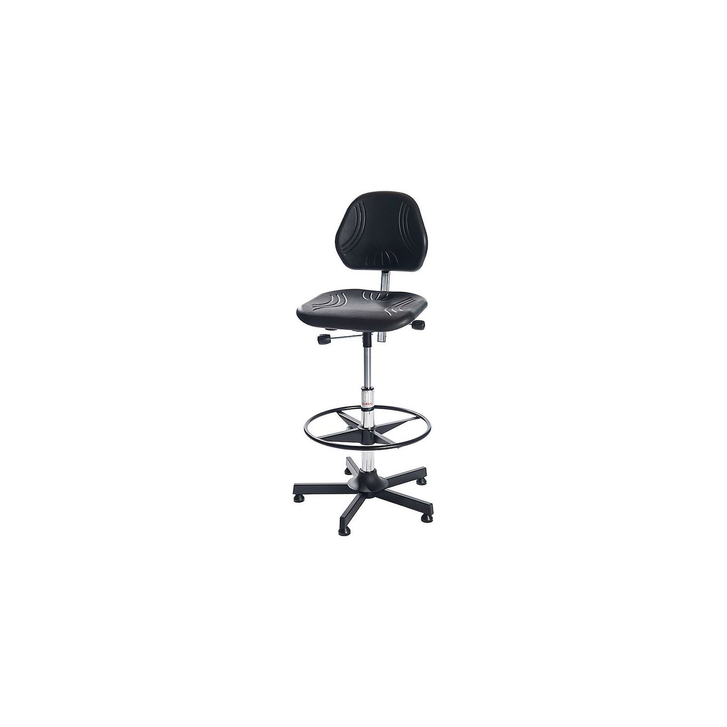 Comfort industrial chair, synchronous mechanism, high with foot ring, height adjustable 640 - 900 mm.