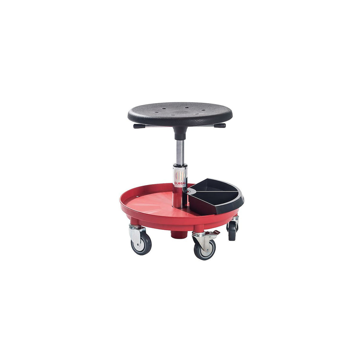 Workshop stool, height adjustable 370 - 500 mm, red.
