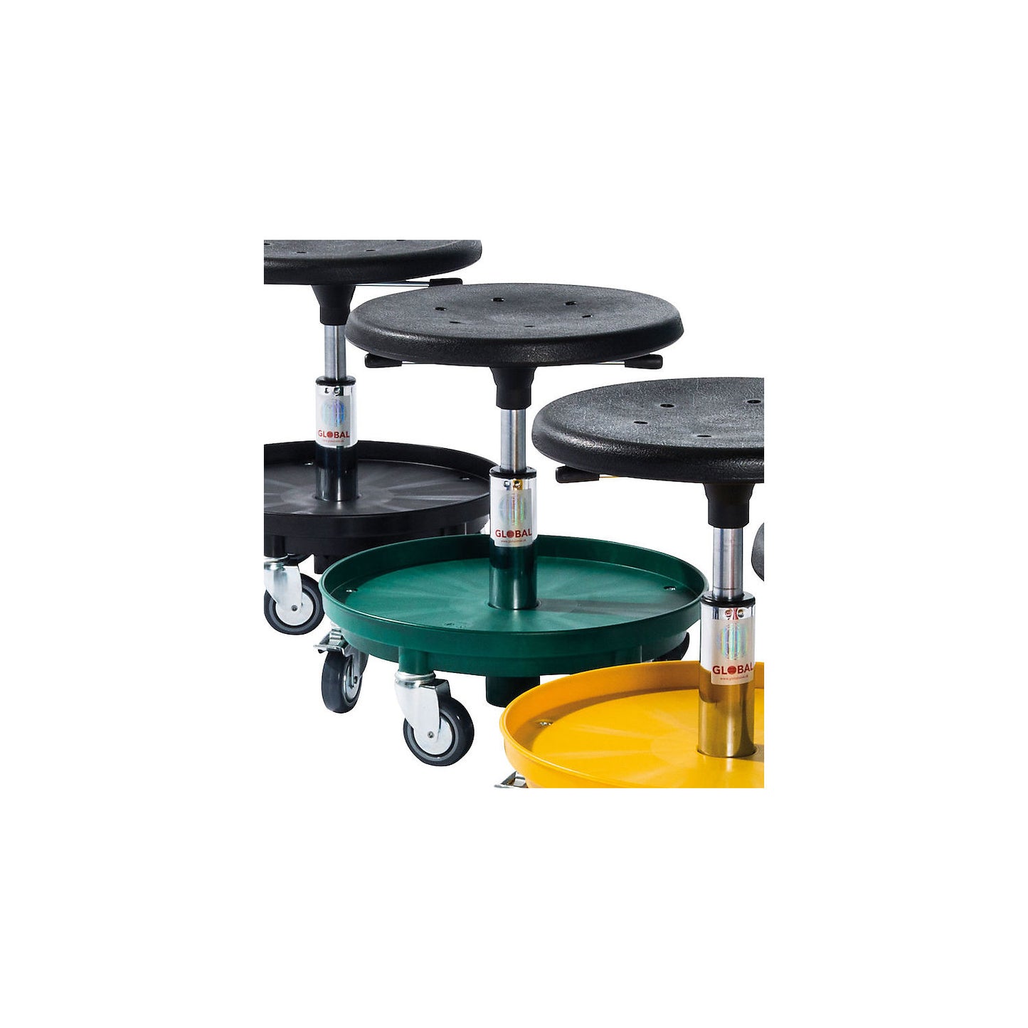 Liam workshop stool, height adjustable 370 - 500 mm, green.