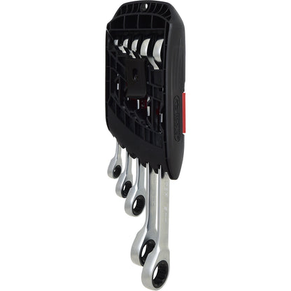GEARplus® RINGSTOP ratcheting spanner set, offset, flank traction, 5 parts.