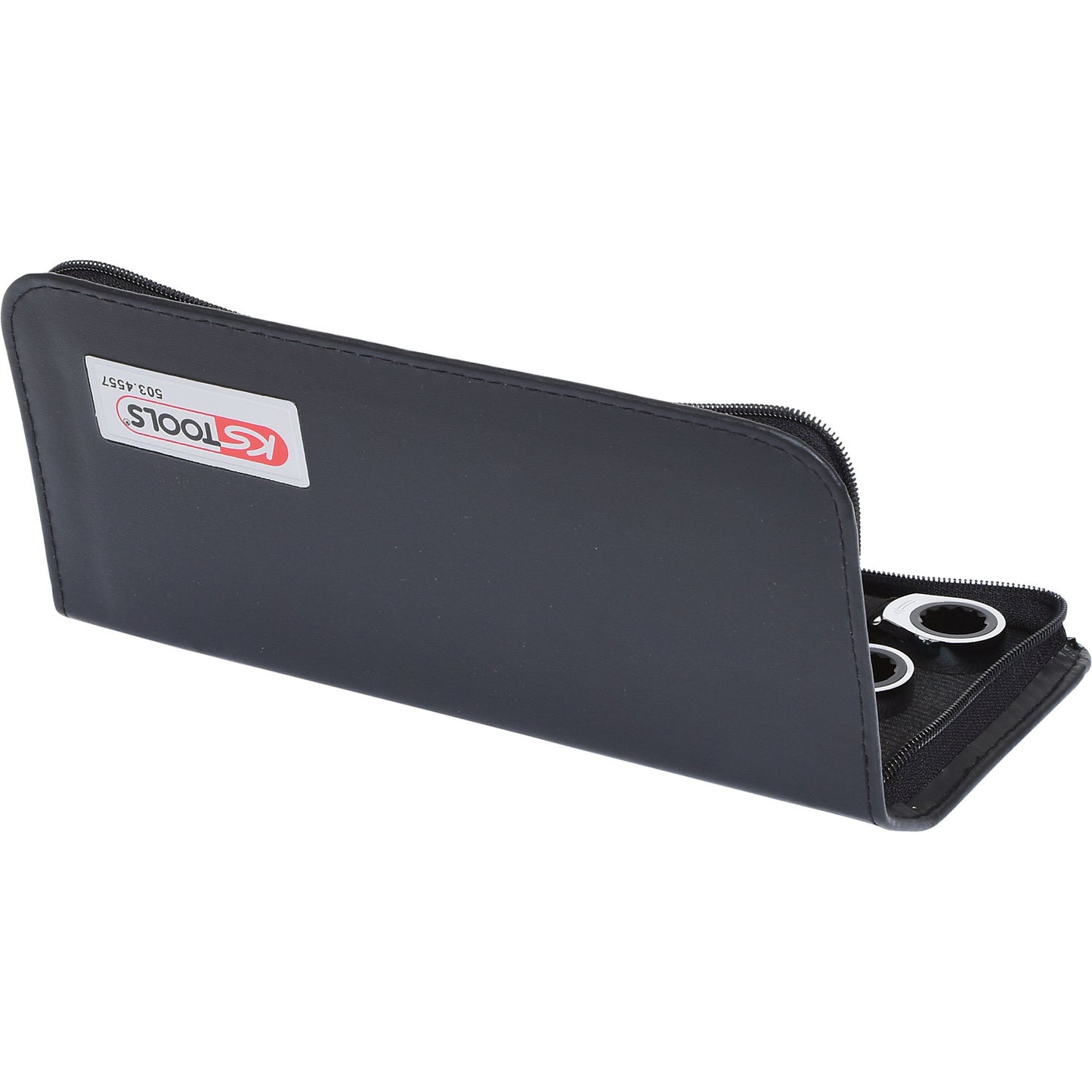 GEARplus double ring ratchet spanner set, leather pouch, 6 parts.