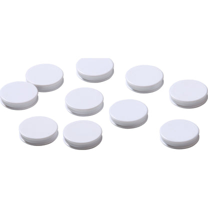 Magnet for glass boards/whiteboards, pack of 10, Ø 25 mm, white with plastic cap.