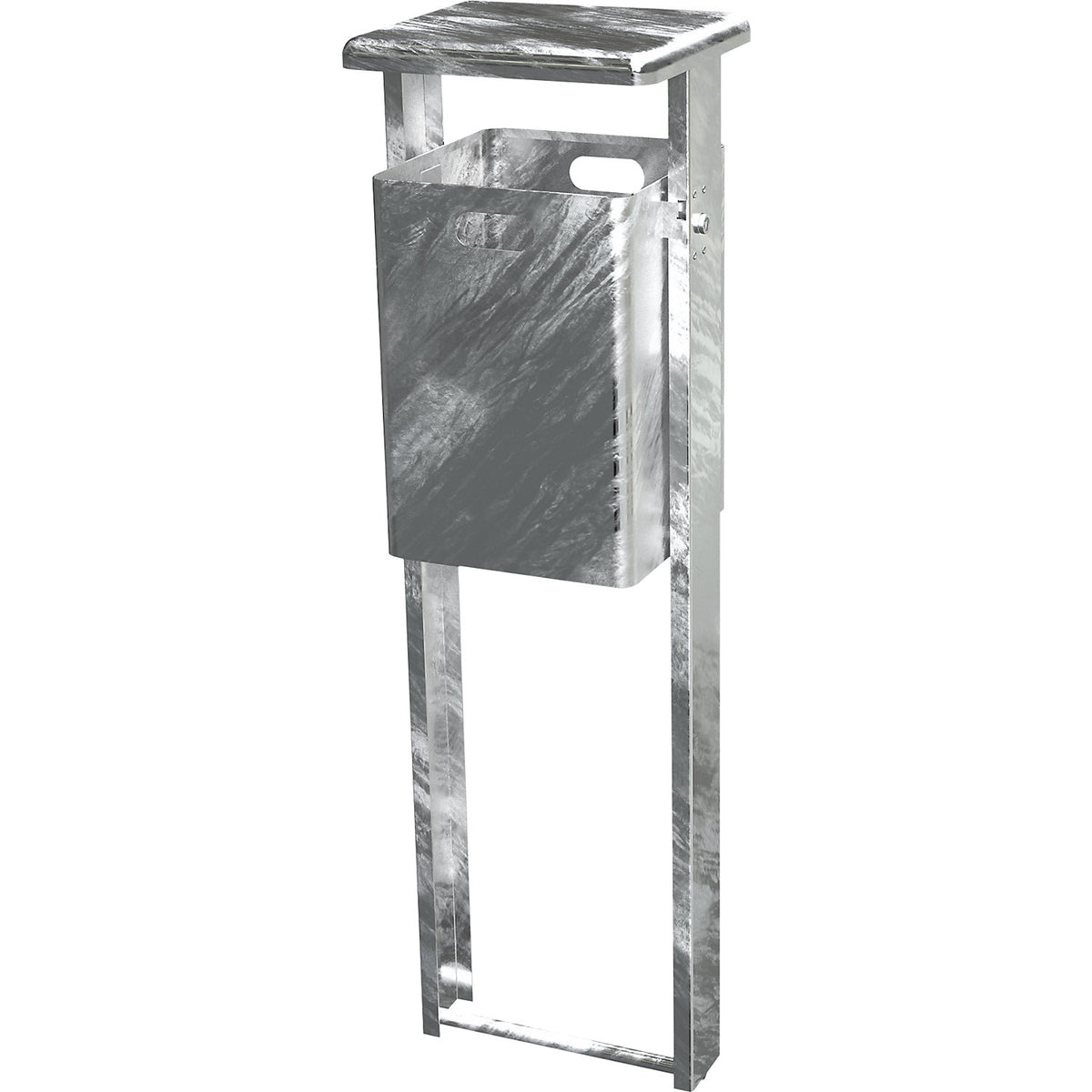 Waste collector for outdoor use, for concreting in, hot dip galvanised.