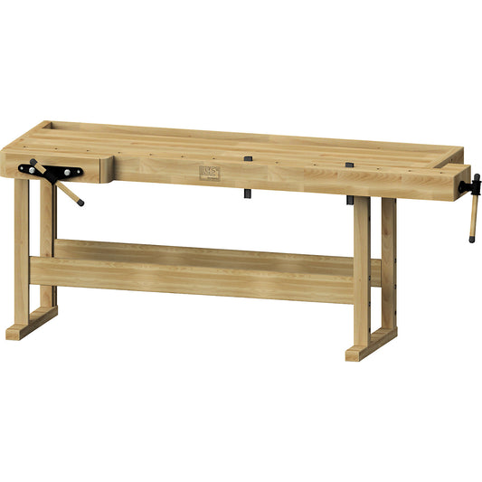 Professional carpenters' planing bench, heavy-duty design, width x depth x height 2220 x 850 x 900 mm.