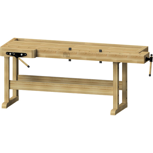 Professional carpenters' planing bench, very heavy duty model, width x depth x height 2220 x 850 x 900 mm.
