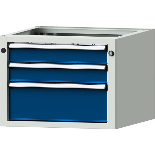 Add-on drawer unit for electrically height adjustable LIFT work tables, WxD 570 x 615 mm, height 420 mm, 3 drawers (90 / 180 mm high).