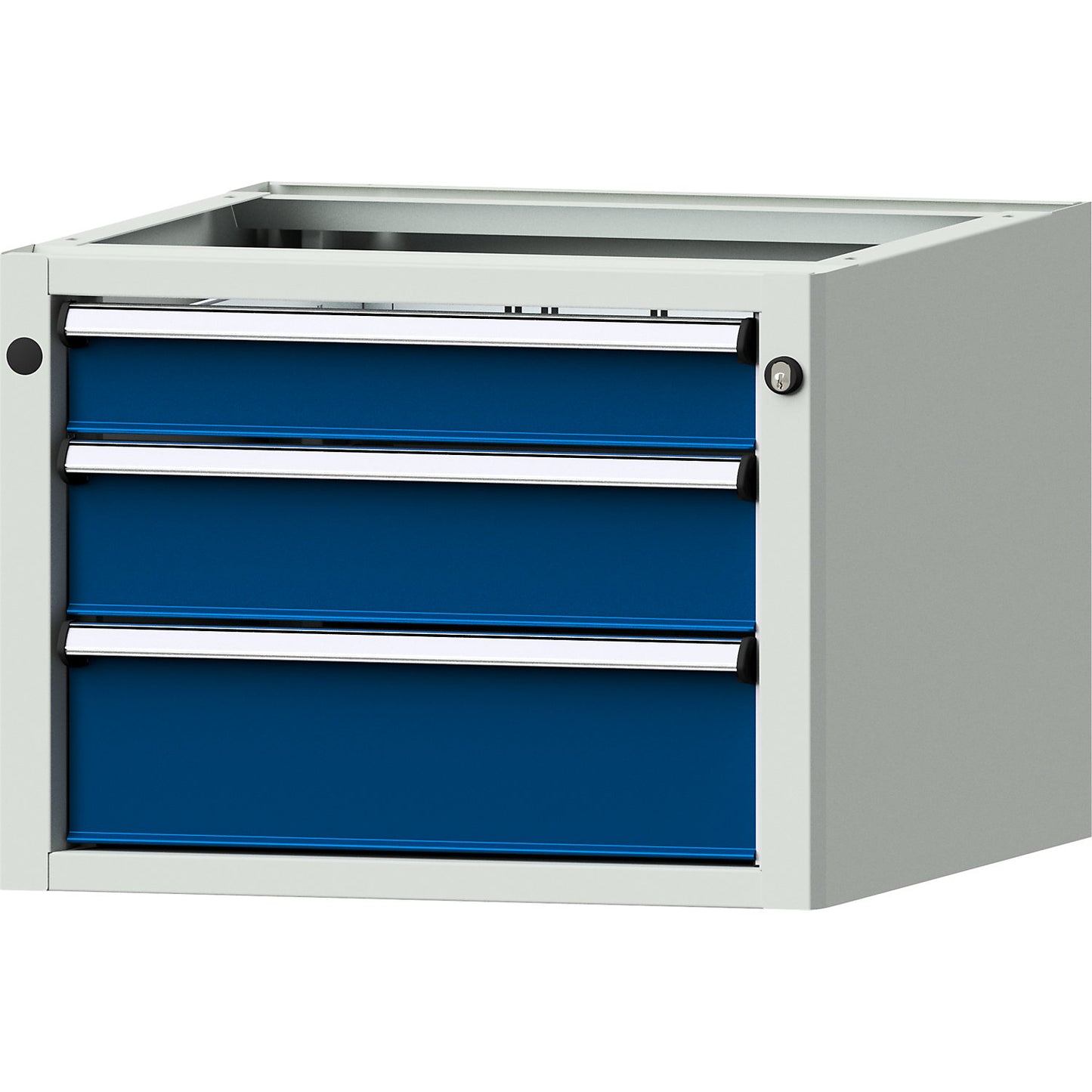 Add-on drawer unit for electrically height adjustable LIFT work tables, WxD 570 x 615 mm, height 420 mm, 3 drawers (90 / 120 / 150 mm high).