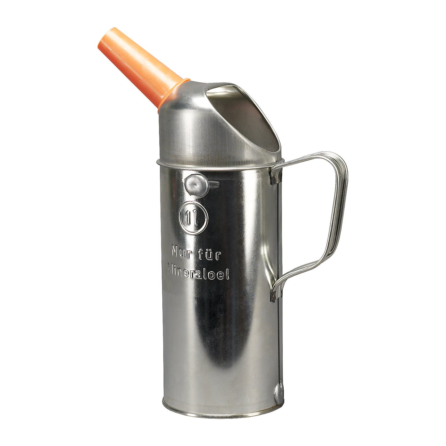 Sheet steel oil can for mineral oil, with plastic spout, pack of 5, capacity 1 l.