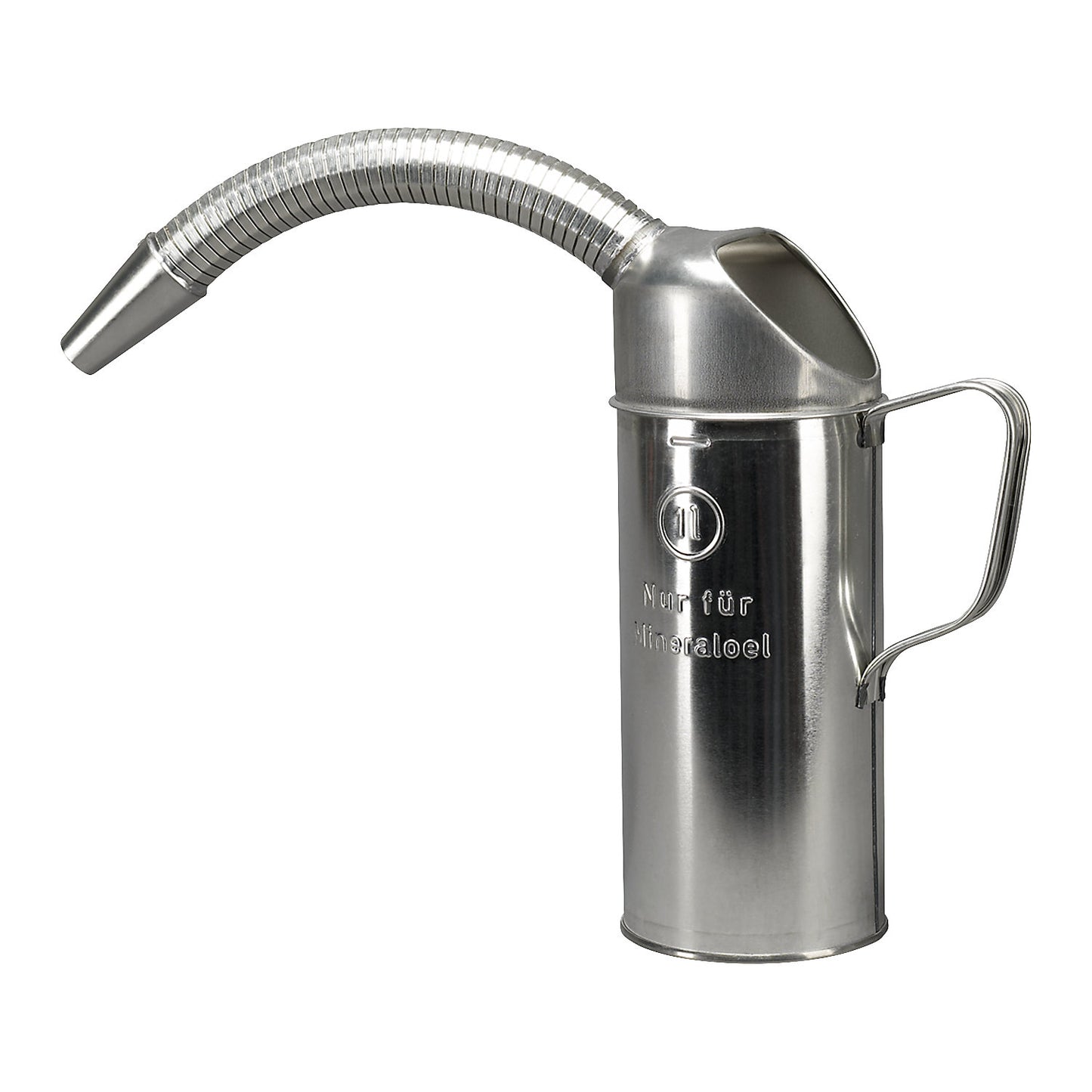 Sheet steel oil can for mineral oil, with flexible metal spout, pack of 6, capacity 1 l.