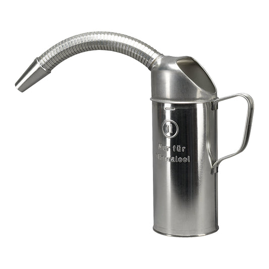 Sheet steel oil can for mineral oil, with flexible metal spout, pack of 6, capacity 1 l.