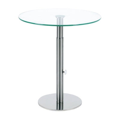 Side table, height adjustable, Ø 495 mm, height 485 - 650 mm, clear glass top.