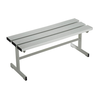 Changing room bench, single sided, PVC slats, T foot, light grey, length 1000 mm.