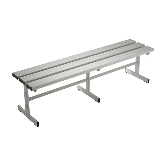 Changing room bench, single sided, PVC slats, T foot, light grey, length 1500 mm.