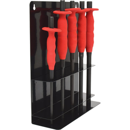 Pin punch set, 5 pcs, Ø 6 - 14 mm, with hand protection grip.
