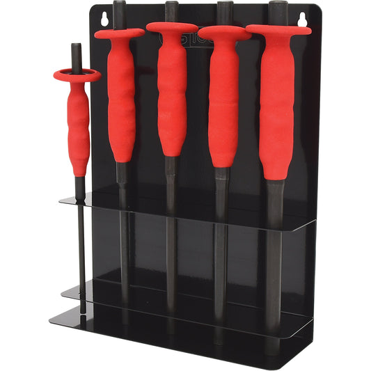 Pin punch set, 5 pcs, Ø 6 - 14 mm, with hand protection grip.