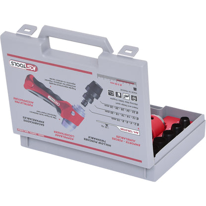 Hole punch set, 16 parts, chrome-vanadium.