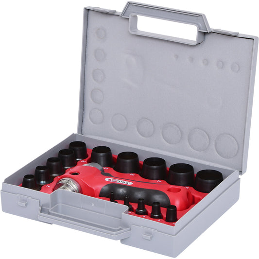 Hole punch set, 16 parts, chrome-vanadium.