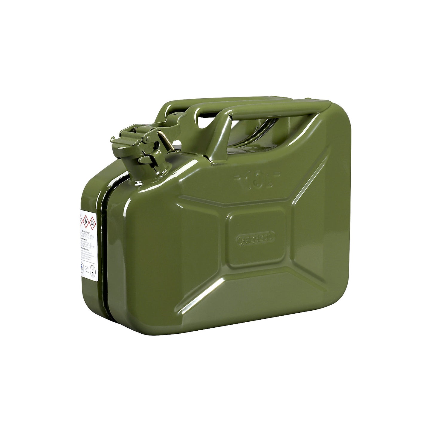 Metal fuel canister, capacity 10 l, pack of 5, olive green.