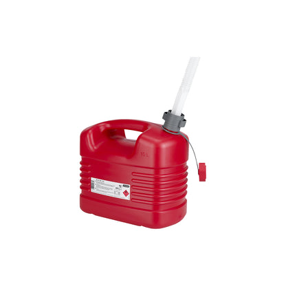 Plastic fuel canister, flexible spout, capacity 10 l, pack of 5, red.