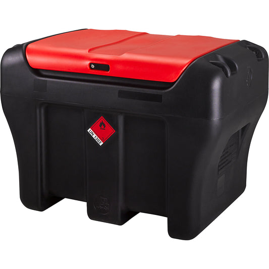 Mobile diesel fuel/heating oil tank system, capacity 450 l, vane pump, 12 V, 60 l/min.