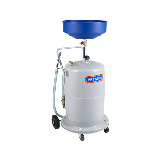 Mobile used oil collection unit, capacity 75 l, drained using compressed air, sheet steel.