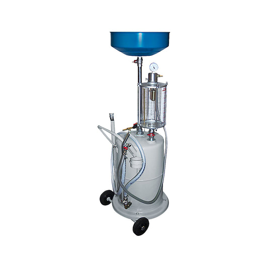 Mobile used oil collection and extraction unit, capacity 75 l, drained using compressed air, glass measuring cylinder.