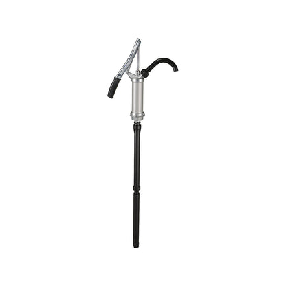 Lever operated cylinder-type manual pump, pump rate 18 l/min, with drainage elbow, for oil, diesel.