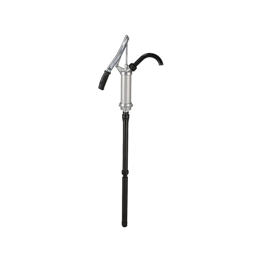Lever operated cylinder-type manual pump, pump rate 18 l/min, with drainage elbow, for oil, diesel.