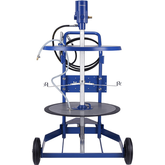 Grease drum truck, with pneumatic grease gun 50:1, for 200 kg containers.