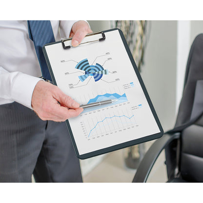 Writing board made of plastic, LxWxD 318 x 226 x 15 mm, pack of 10, with clamp and suspension eyelet.