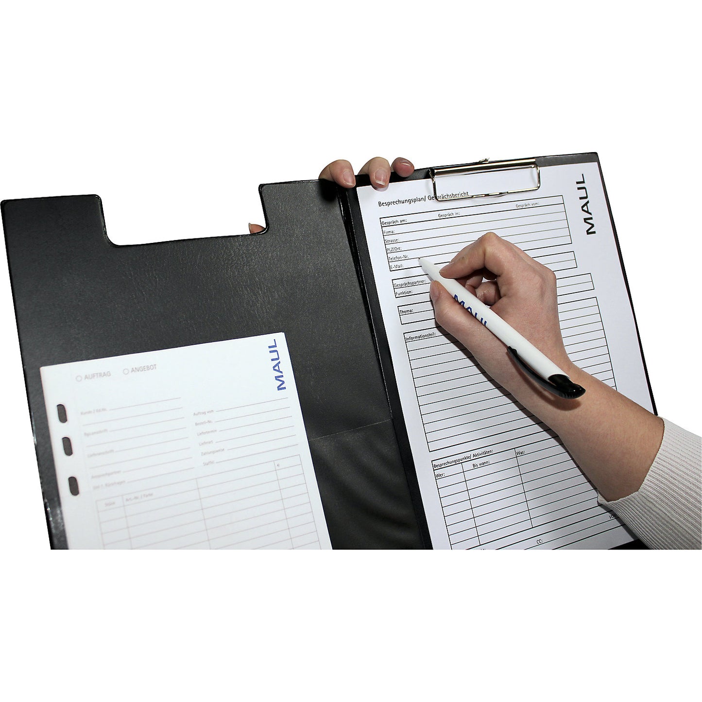 Writing case, film coating and cover, HxWxD 319 x 229 x 13 mm, pack of 12, with suspension eyelet.