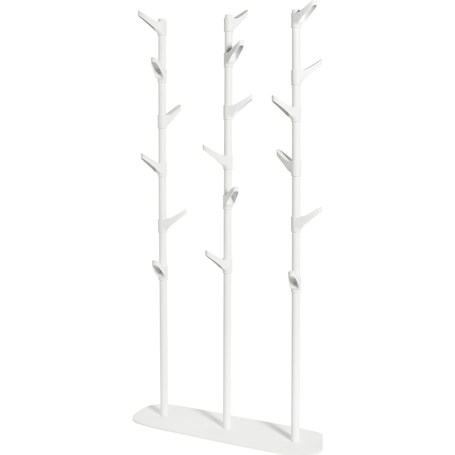 Coat stand, height adjustable, with 18 hooks, HxWxD 1710 x 850 x 250 mm.