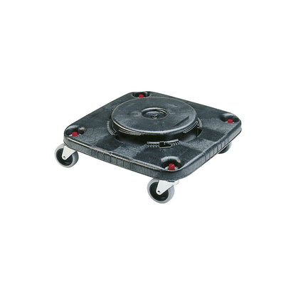 BRUTE® transport dolly, square, 4 swivel castors, bayonet lock, PE/metal, grey.