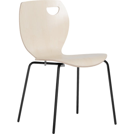 Laura stacking chair, stackable, pack of 4, birch/black.