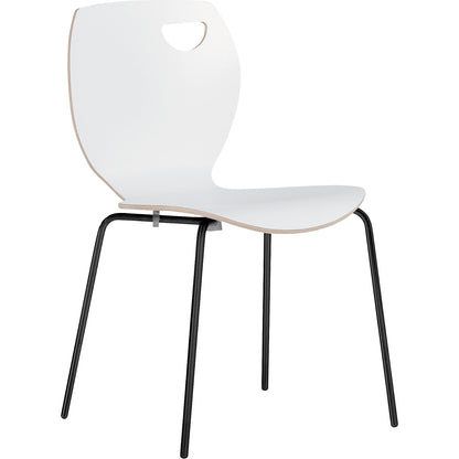 Laura stacking chair, stackable, pack of 4, white/black.